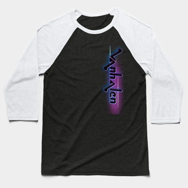 Van Halen - Old Logo Neon Vertical Baseball T-Shirt by RetroZest